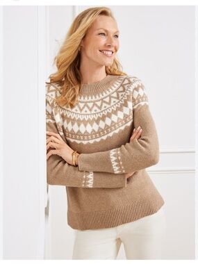 Talbots FAIR ISLE CREWNECK SWEATER size large NWT cottagecore